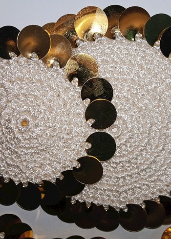 el örgüsü kahve pullu sunum altlığı/peçetesi - Görsel 4