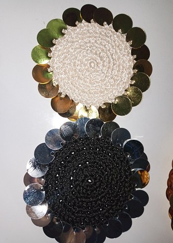 el örgüsü kahve pullu sunum altlığı/peçetesi - Görsel 5