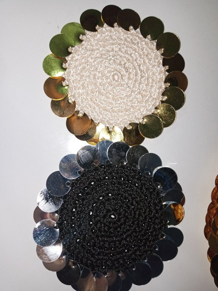 el örgüsü kahve pullu sunum altlığı/peçetesi - Görsel 5