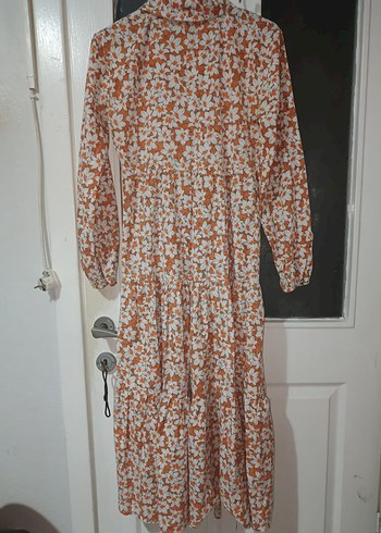 Turuncu Uzun Kollu Bohem Elbise - Görsel 2