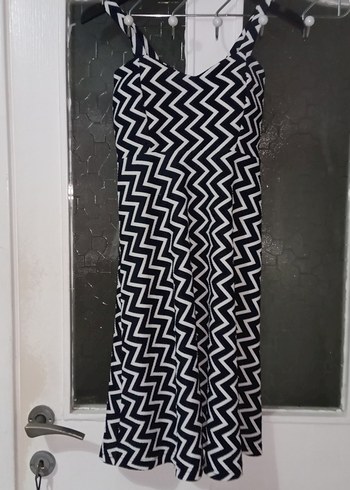 Zebra Desenli Uzun Askılı Elbise