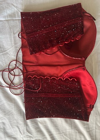 Bordo Parlak Straplez Bustiyer - Görsel 5