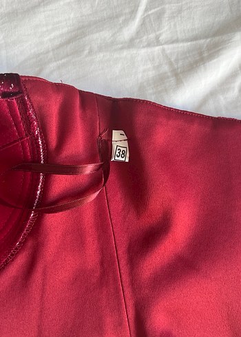 Bordo Parlak Straplez Bustiyer - Görsel 7