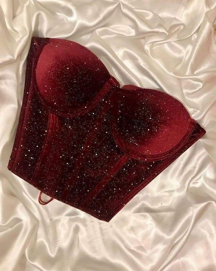 Bordo Parlak Straplez Bustiyer - Görsel 2