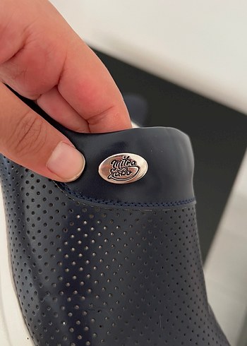 Lacivert Dolgu Topuklu Kadın Terlik - Görsel 3