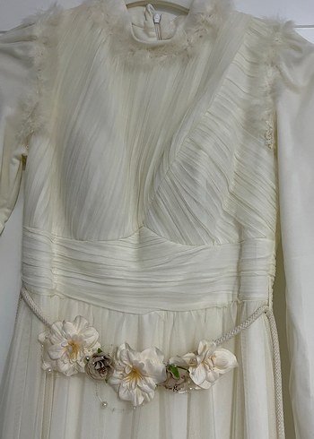 Vintage Beyaz Uzun A-Line Gelinlik - Görsel 2