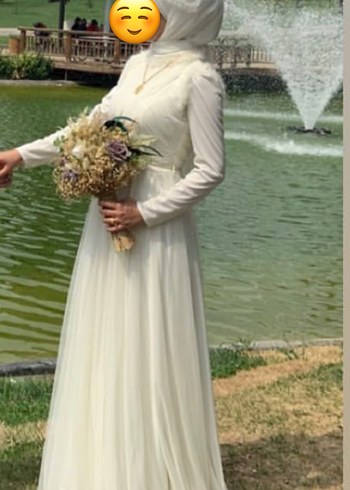 Vintage Beyaz Uzun A-Line Gelinlik - Görsel 9