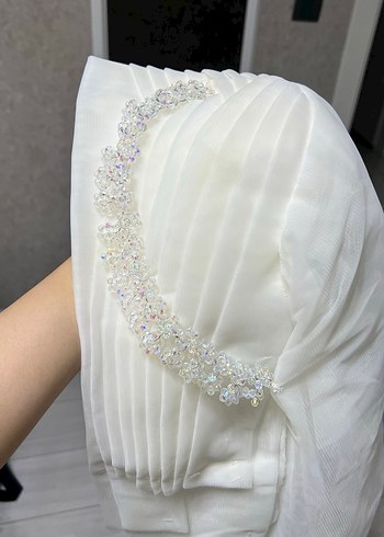 Vintage Beyaz Uzun A-Line Gelinlik - Görsel 7