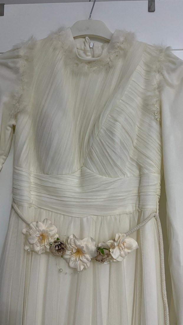 Vintage Beyaz Uzun A-Line Gelinlik - Görsel 2