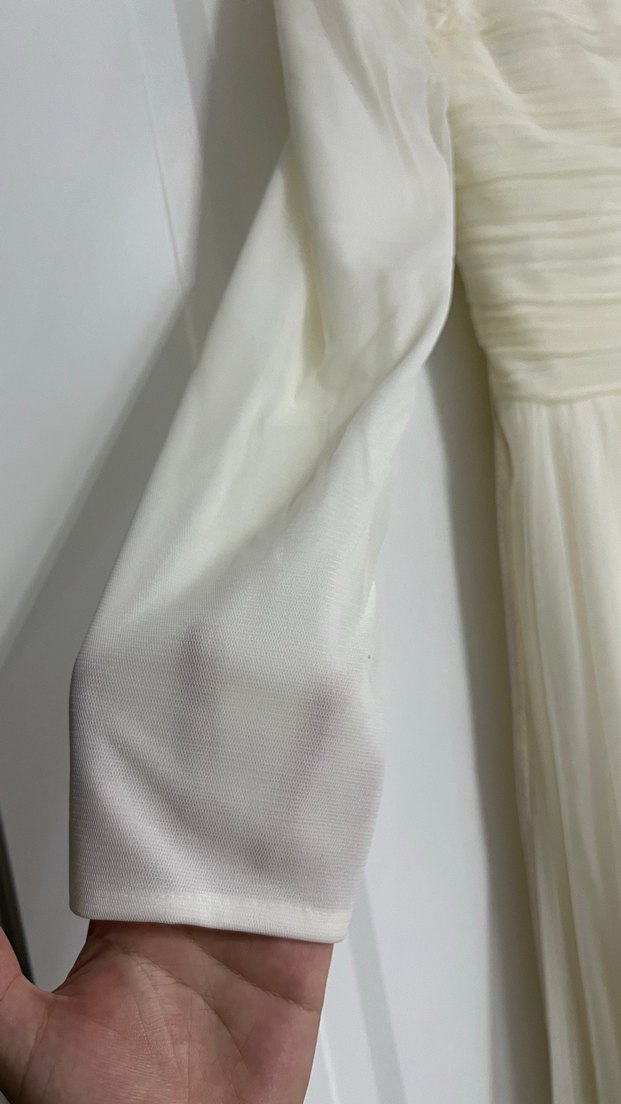 Vintage Beyaz Uzun A-Line Gelinlik - Görsel 4