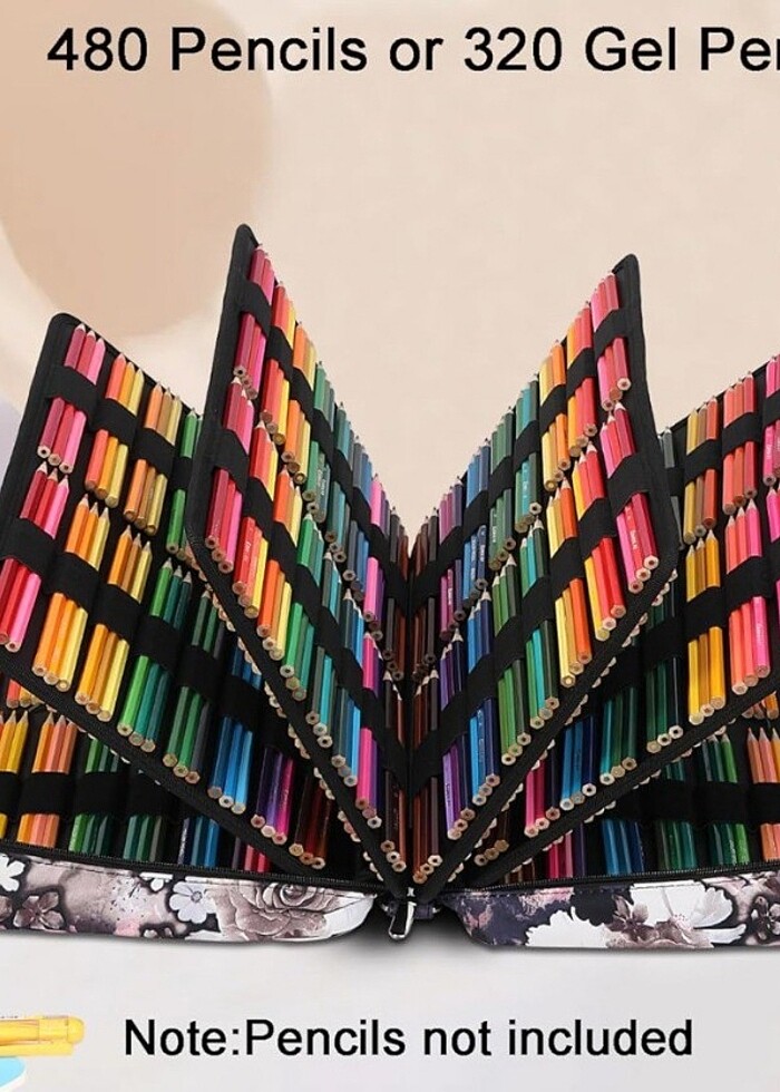 480 renkli kalem için büyük kapasiteli kalem kutusu, su geçirmez - Görsel 5