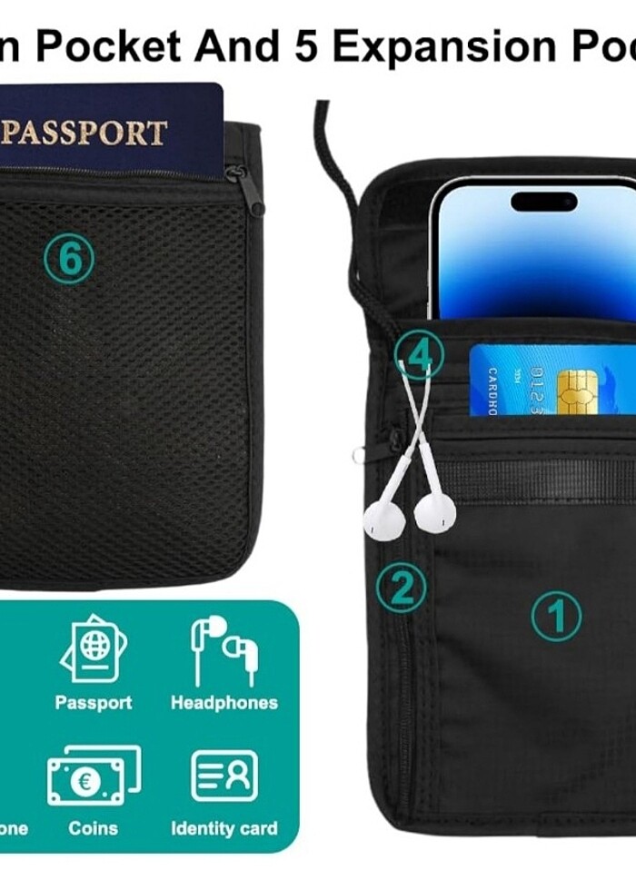 Göğüs Cüzdanı, RFID Korumalı Göğüs Çantası - Görsel 3