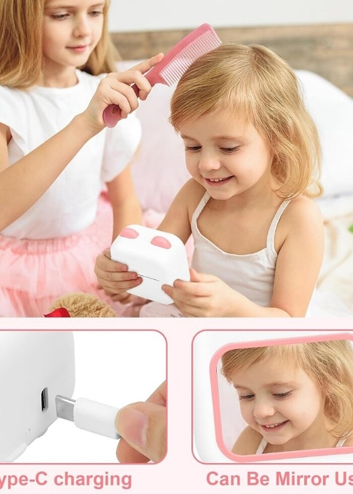 Mini Yazıcı,  Renkli LED ve Aynalı, 13 Rulo Yazıcı Kağıdı (pembe - Görsel 4