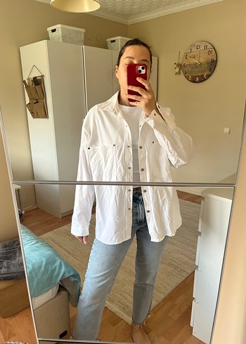 38 Beden beyaz Renk Kadın Beyaz ve bej rengi uzun Kollu Denim Ceket