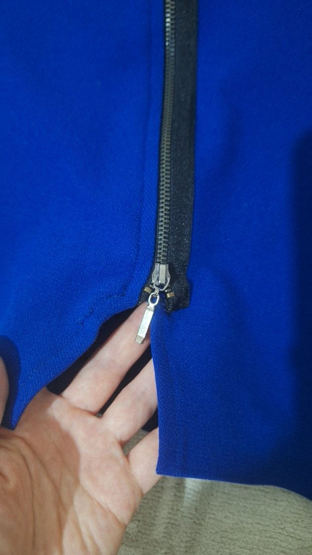 Fermuarlı Koyu Mavi kalem etek - Görsel 2