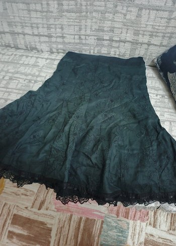 Gothic Grunge Uzun Siyah Nakışlı Etek - Görsel 2