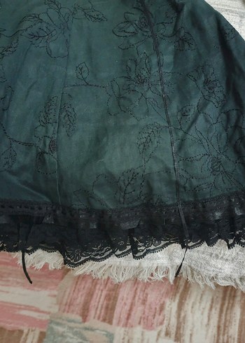 Gothic Grunge Uzun Siyah Nakışlı Etek - Görsel 3