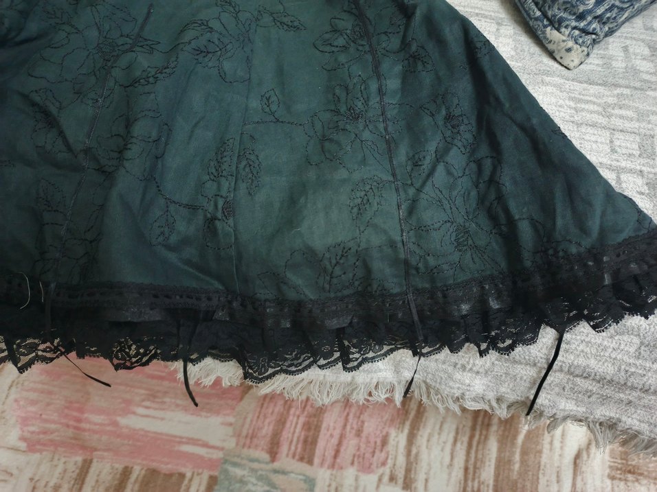 Gothic Grunge Uzun Siyah Nakışlı Etek - Görsel 3