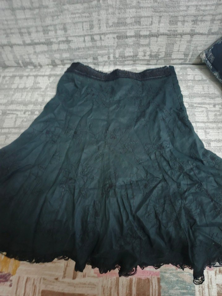 Gothic Grunge Uzun Siyah Nakışlı Etek - Görsel 4