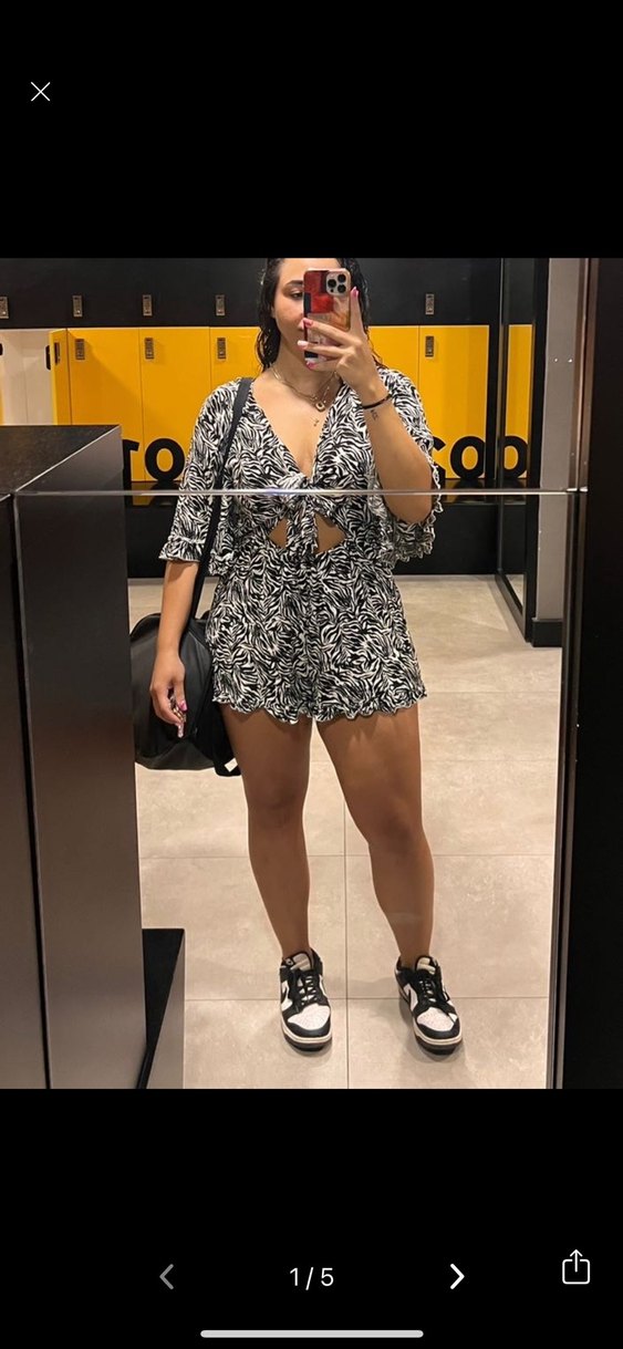 Zebra desenli şortlu tulum - Görsel 5