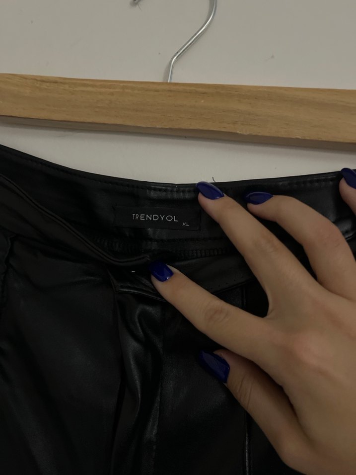 Trendyol milla wide leg deri pantolon - Görsel 4