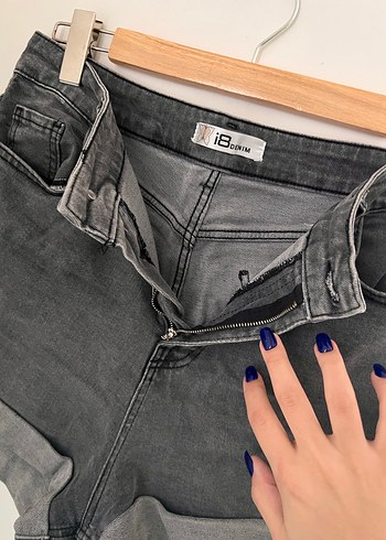 Gri jean şort - Görsel 5