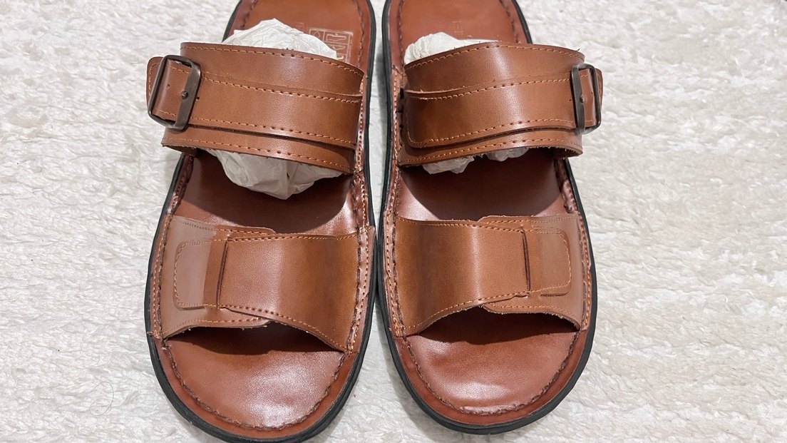 Kahverengi %100 Deri Tokalı Erkek Terlik - Görsel 4