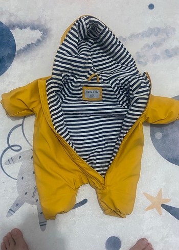 Sarı Kapüşonlu Bebek astronot Tulum mont 3-6 ay - Görsel 2