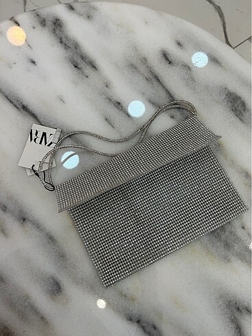 Beden beyaz Renk Zara Swarovski Taşlı Gece El Çantası