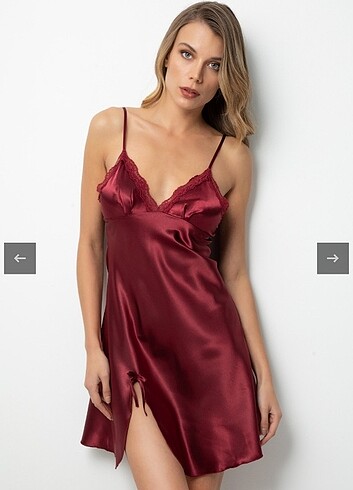 Bordo saten gecelik ml beden 