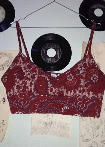 Bordo Desenli Bohem Kadın Bralet