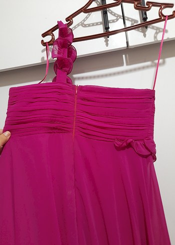 Pembe Straplez Uzun Abiye Elbise - Görsel 5