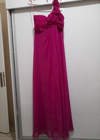 Pembe Straplez Uzun Abiye Elbise - Görsel 2