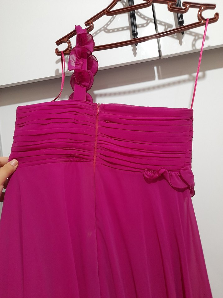 Pembe Straplez Uzun Abiye Elbise - Görsel 5