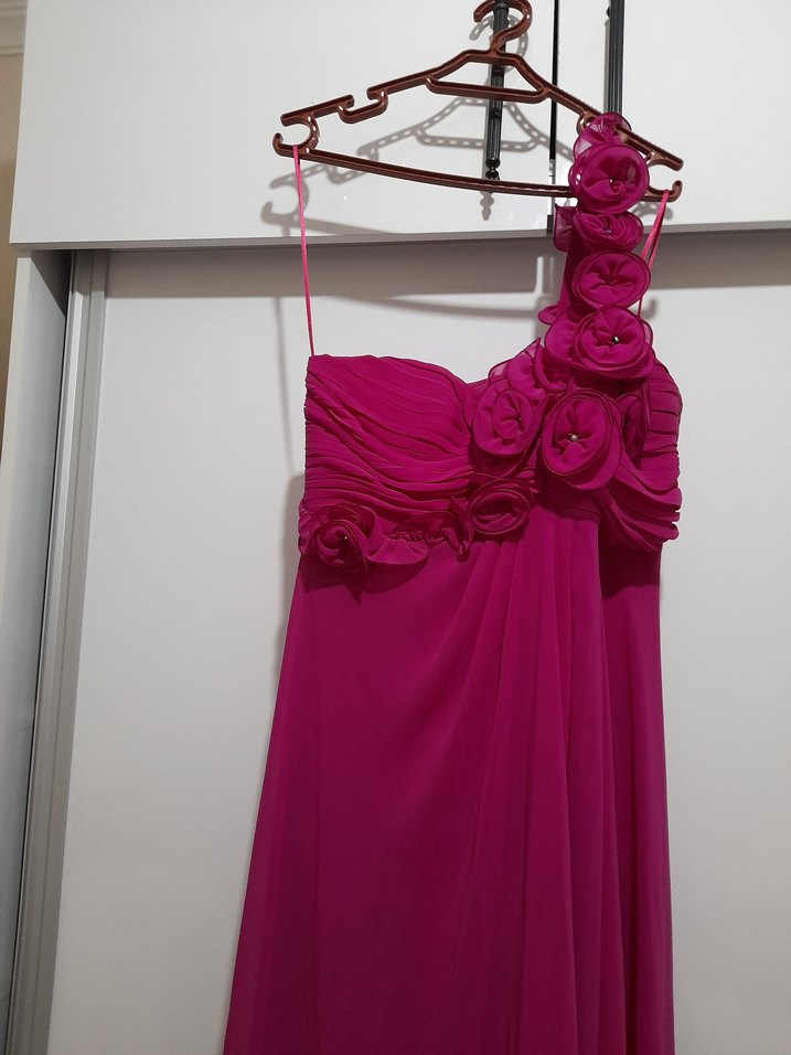 Pembe Straplez Uzun Abiye Elbise - Görsel 4