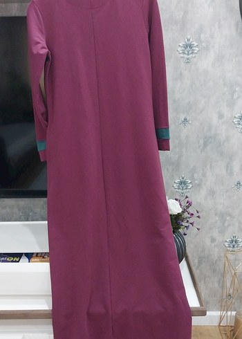 Bordo Uzun Kollu Spor Stil Kadın Elbise - Görsel 3