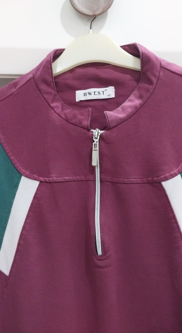 Bordo Uzun Kollu Spor Stil Kadın Elbise - Görsel 2