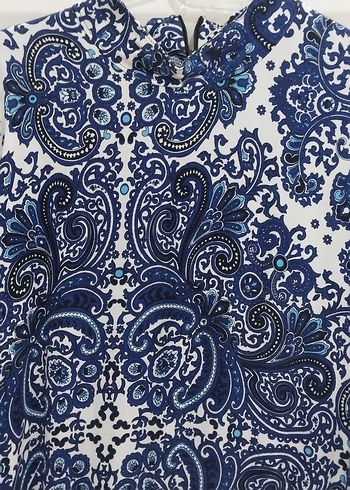 Bohem Lacivert Uzun Desenli Elbise - Görsel 2