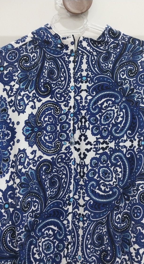 Bohem Lacivert Uzun Desenli Elbise - Görsel 4