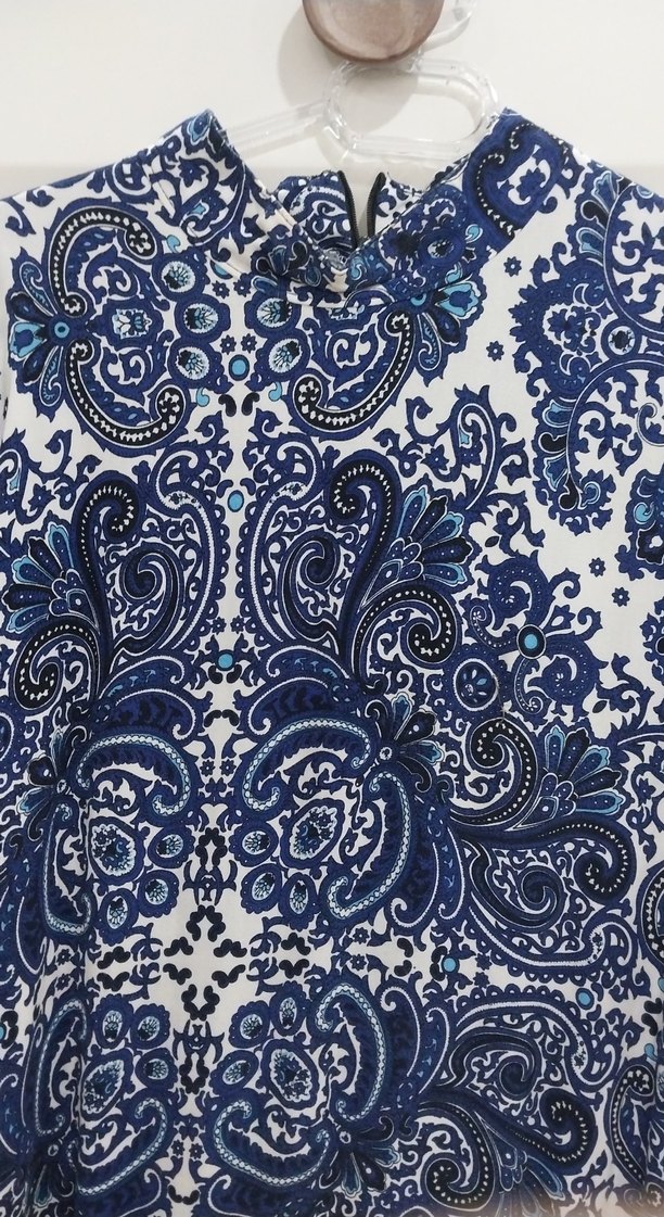 Bohem Lacivert Uzun Desenli Elbise - Görsel 2