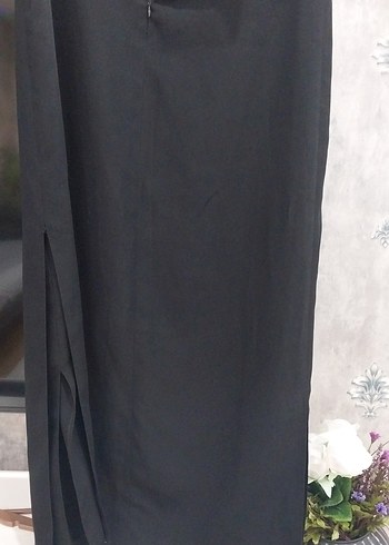 Drapeli Siyah Uzun Kadın Etek - Görsel 3
