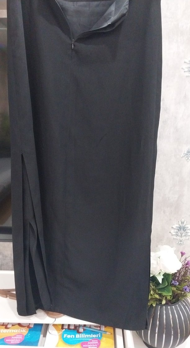 Drapeli Siyah Uzun Kadın Etek - Görsel 3