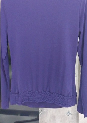 Mor Pilili Uzun Kollu Hamile Bluzu - Görsel 4