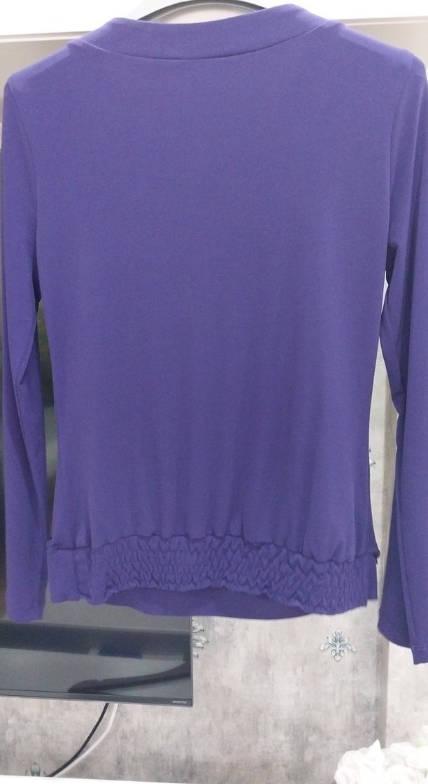 Mor Pilili Uzun Kollu Hamile Bluzu - Görsel 4