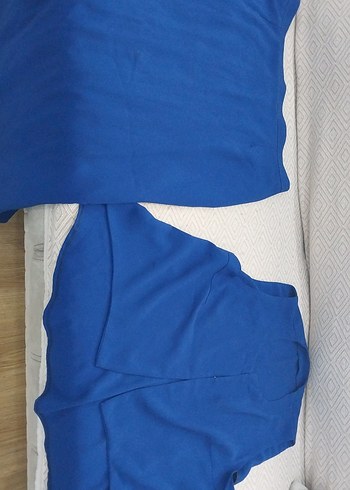 Mavi yelek etek takımkrep kumaş - Görsel 4