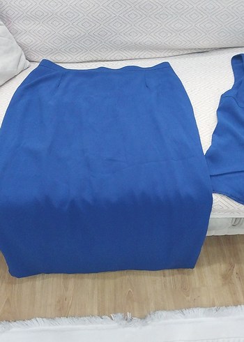 Mavi yelek etek takımkrep kumaş - Görsel 3