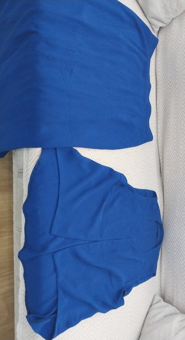 Mavi yelek etek takımkrep kumaş - Görsel 4