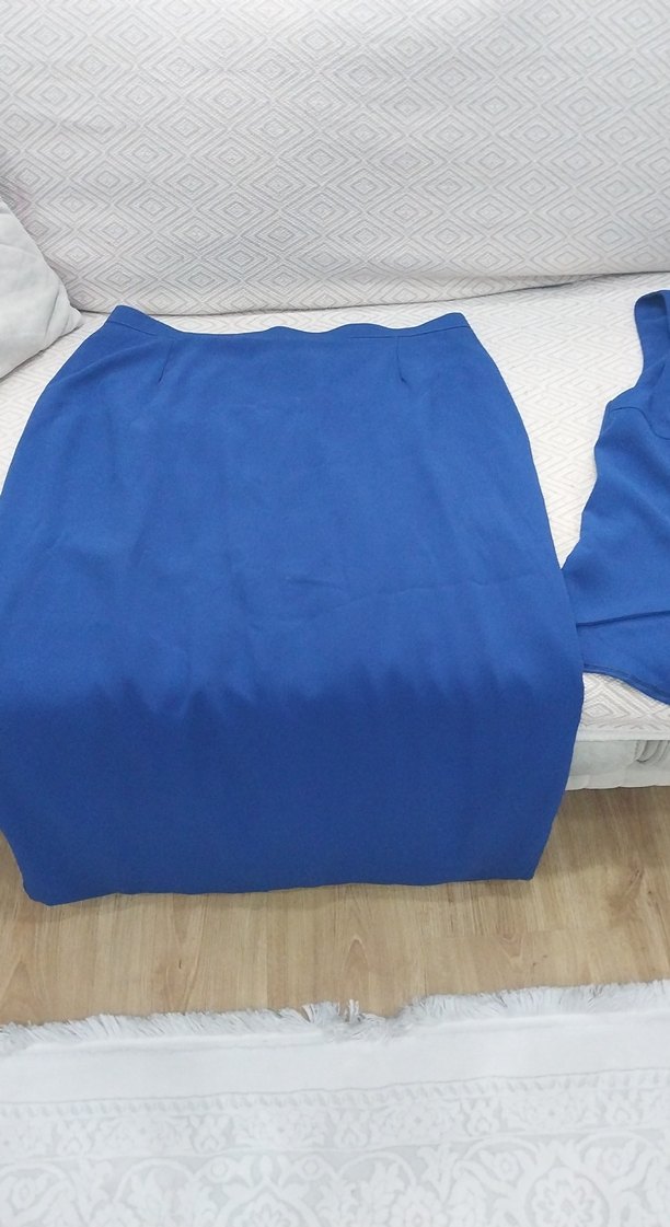 Mavi yelek etek takımkrep kumaş - Görsel 3