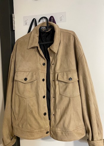 Zara Bej Süet Düğmeli Midi Kadın Ceket