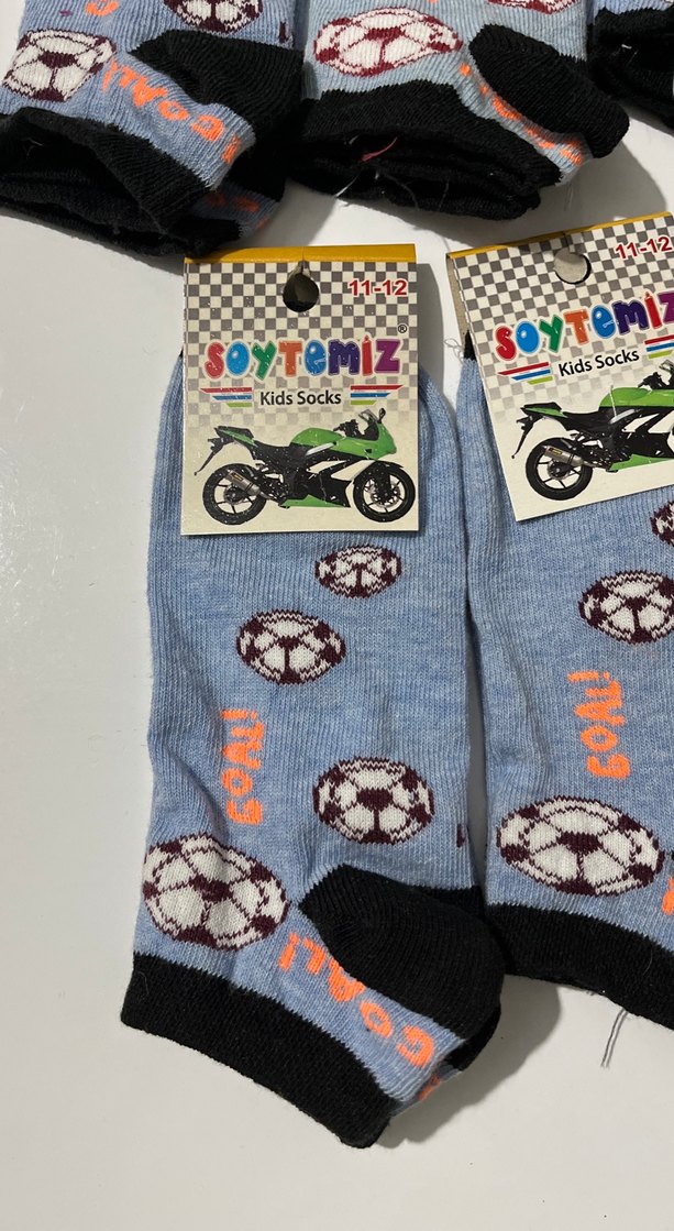 Erkek Çocuk Çok Renkli Baskılı Gri Çorap - Görsel 2